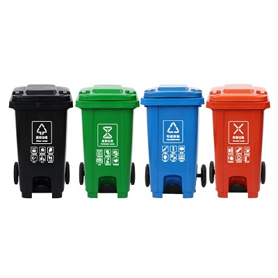 环群分类垃圾桶-厨余垃圾（脚踏带轮120L）