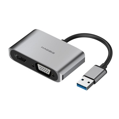 海备思UHV3高清同屏线视频扩展 USB3.0转HDMI+VGA+USB