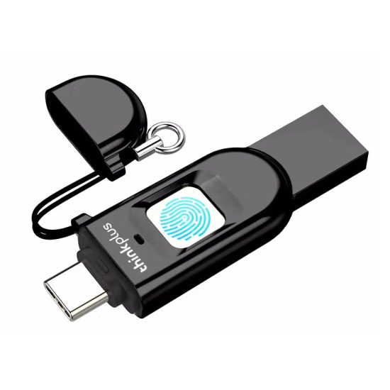 联想TFU301双接口指纹加密解锁U盘128GB USB3.0黑色
