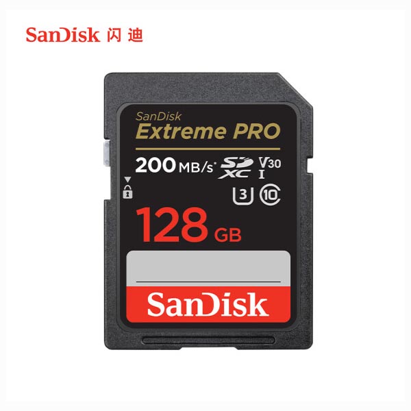 闪迪U3-SD存储卡128GB C10 4K至尊超极 读速200MB/s 写速90MB/s