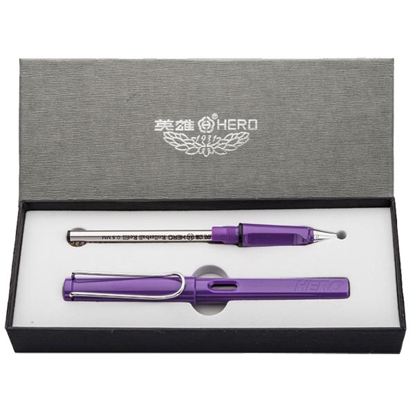英雄359正姿钢笔EF尖双笔头 紫色