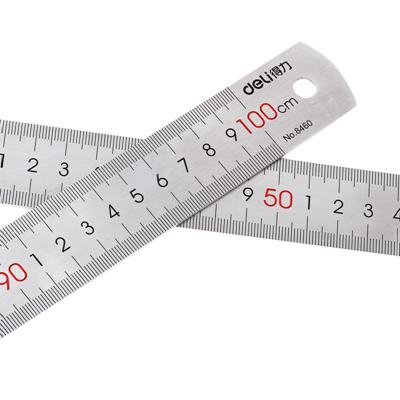 得力8460钢尺测量绘图尺 不锈钢工具尺子100cm（银色）单把