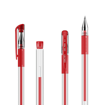 得力 6600中性笔-红 12支装