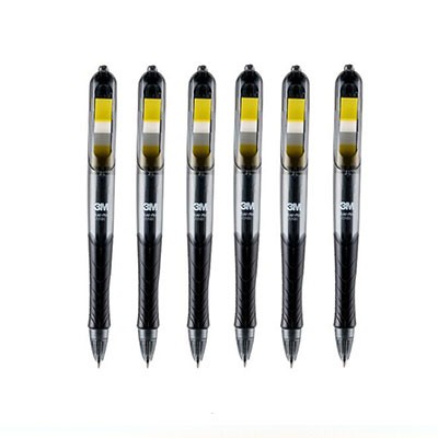 3M中性笔695-BK备考笔黑色笔黄色标签6支装0.5mm