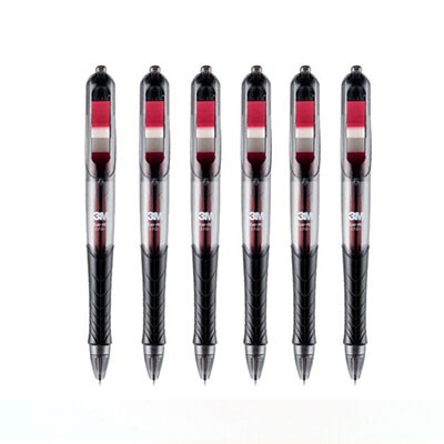 3M中性笔695-RE备考笔红色笔红色标签6支装0.5mm