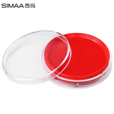 西玛9801快干印台印泥红色圆形透明外壳80mm  