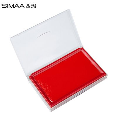 西玛9802快干印台印泥红色方形透明外壳135*86mm  