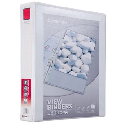 齐心A0230易展示美式三面插袋文件夹A42英寸4孔D型夹白