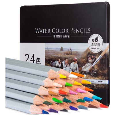 得力24色铁盒彩色铅笔套装6521