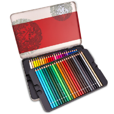 得力颐和园系列48色铁盒装油性彩色铅笔套装68127
