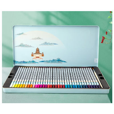得力颐和园系列72色铁盒清风拂月彩色铅笔套装27047