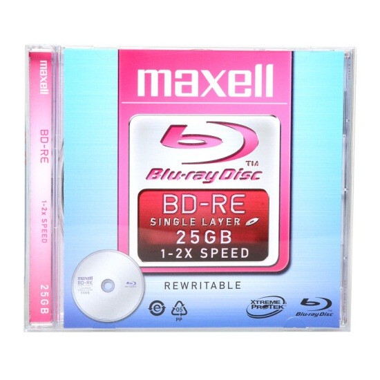 麦克赛尔BD-RE光盘 可擦写空白光盘 25GB单片厚盒装