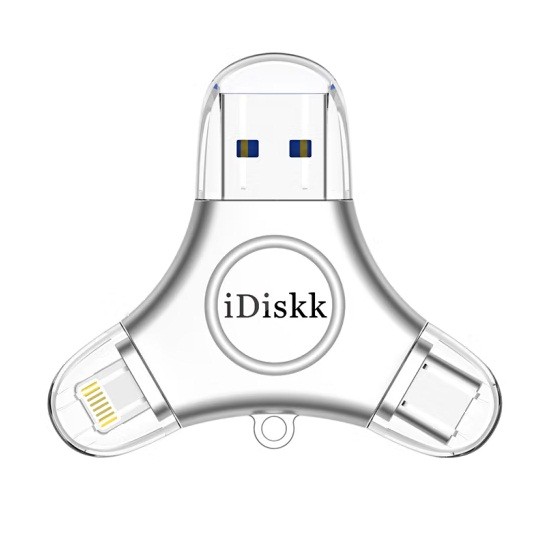iDiskk U030-128G苹果安卓手机U盘三合一 USB3.0 type-c 银色 兼容iPhone安卓手机电脑iPad