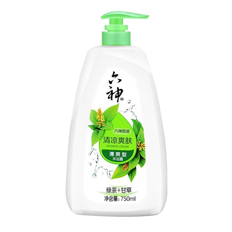 六神清凉爽肤沐浴露【绿茶+甘草】750ml/瓶