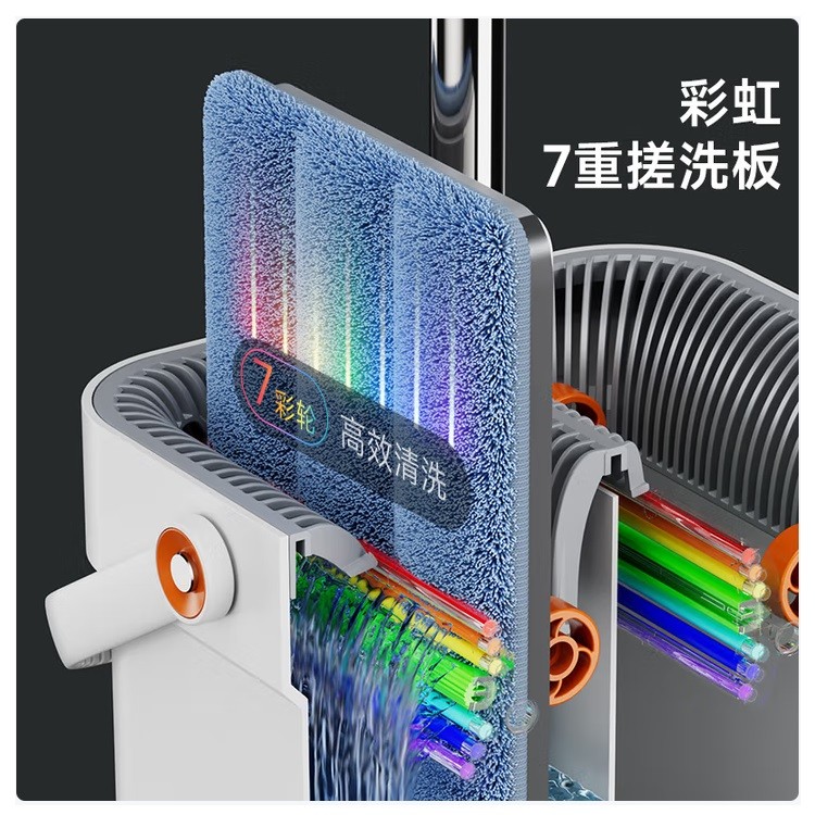 佳帮手彩虹刮刮乐平板拖把40cm2布家带桶一套