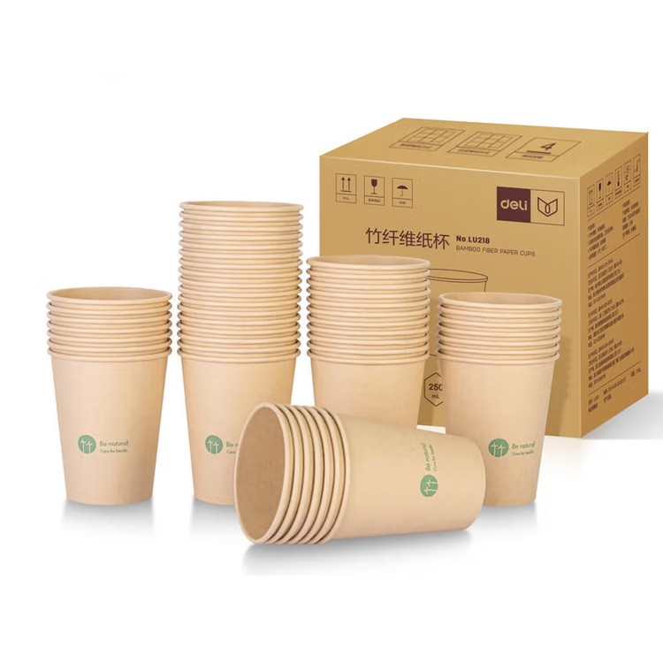 得力LU218一次性纸杯 250ml 1000只/箱