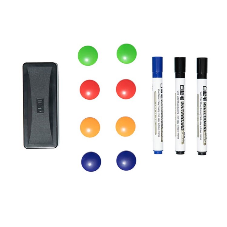 得力33313白板配件套装 白板笔3（黑色2蓝色1）白板擦1磁钉8