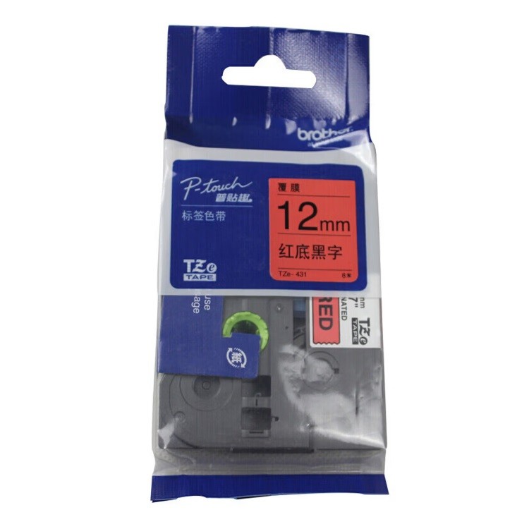 兄弟TZe-431色带 12mm红底黑字
